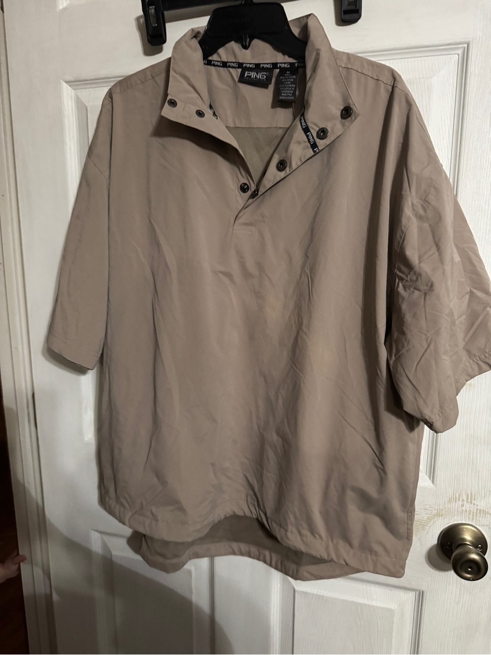 Ping  Golf Pullover Windbreaker Short Sleeve Beige mens Size M P823 KH NWT Brand